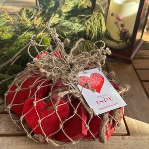 Made in India set of 21 red wooden ornaments